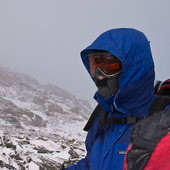 Mark Sondeen below the summit of Mt. Jefferson.