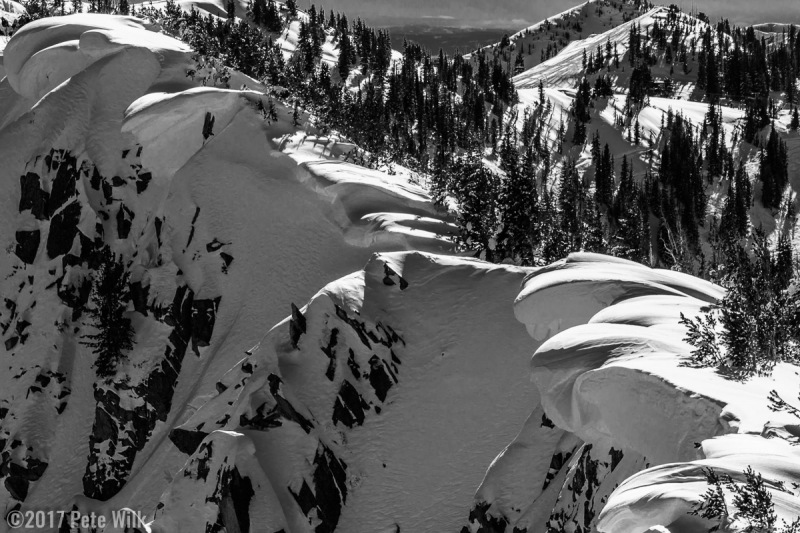 More big cornices hanging over Wolverine Cirque.