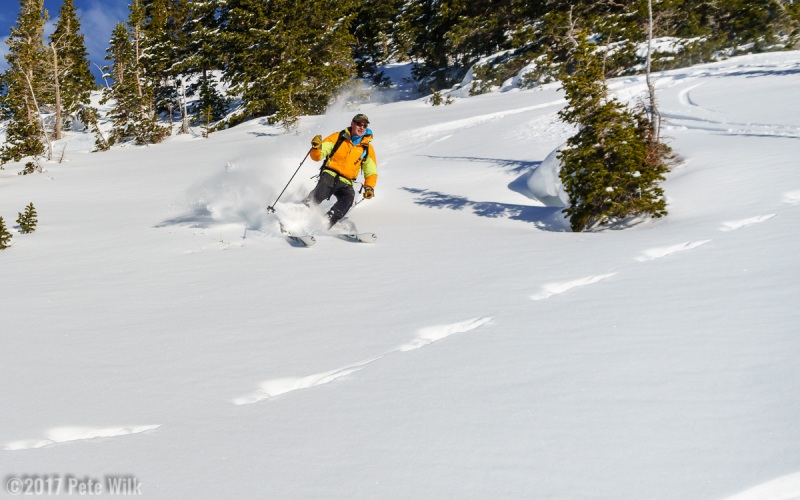 Ripping down the run to the car.  Despite being in the sun it was suprisingly creamy and not baked out.