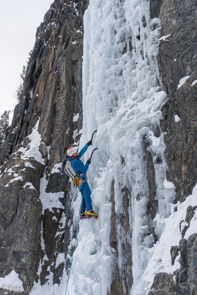 Micah leading P1 of Ames Ice Hose (WI5).