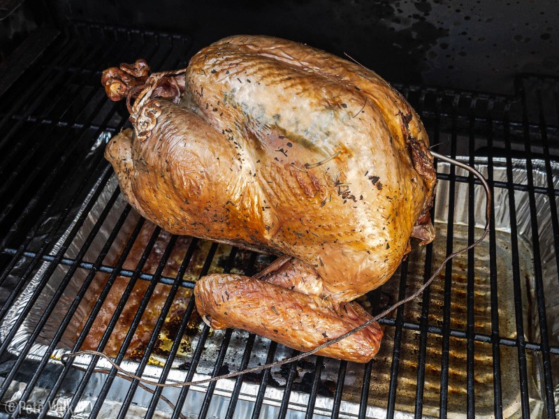 I cooked the turkey in the Traeger on Tuesday.