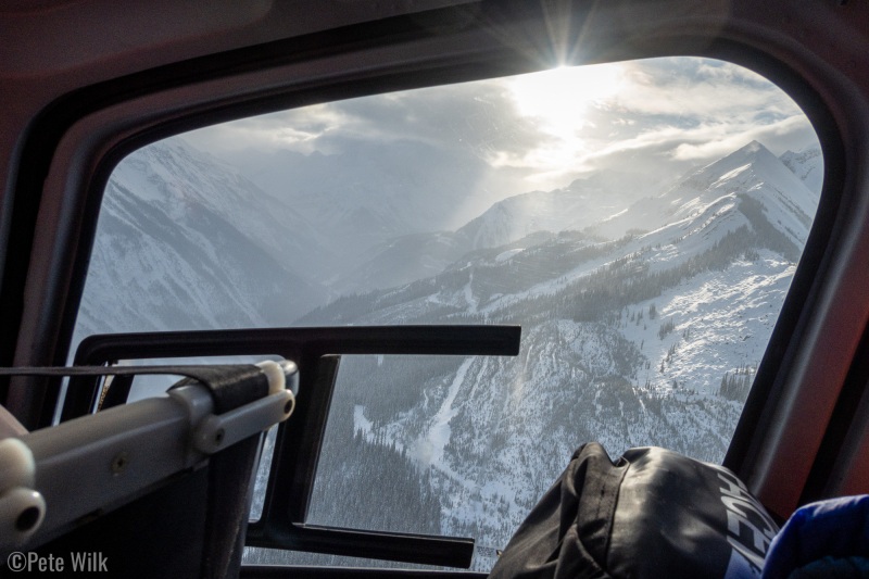 As we approached the cabin the cloud base forced us lower but we still had nice views.