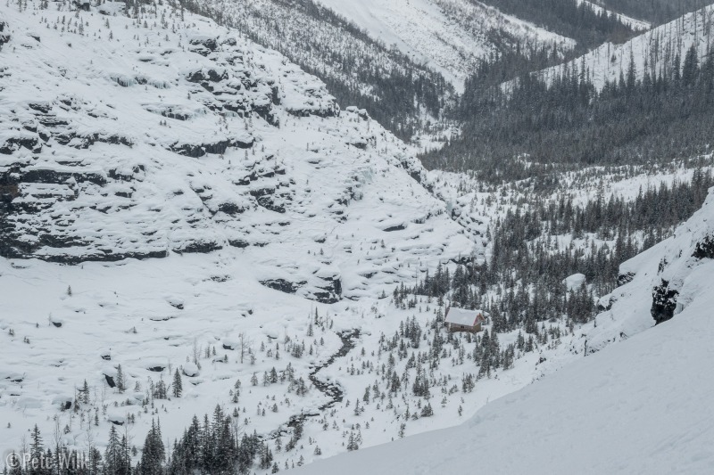 Looking back toward the cabin from the base of P2.