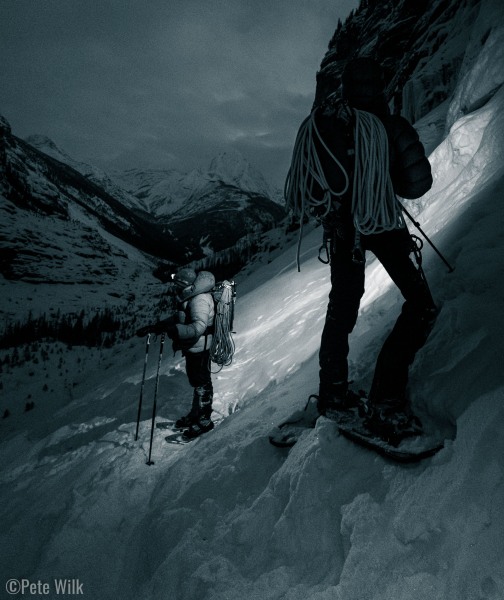 We got down to the ground as darkness fell.  Less than 10 minute walk back to the cabin though!