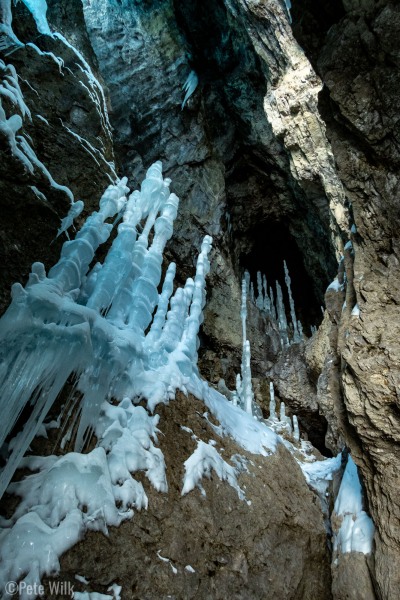 These ice stalagmites were 10-12 ft tall.  The cave itself is around 70 ft tall and almost as deep, at least what we could see.