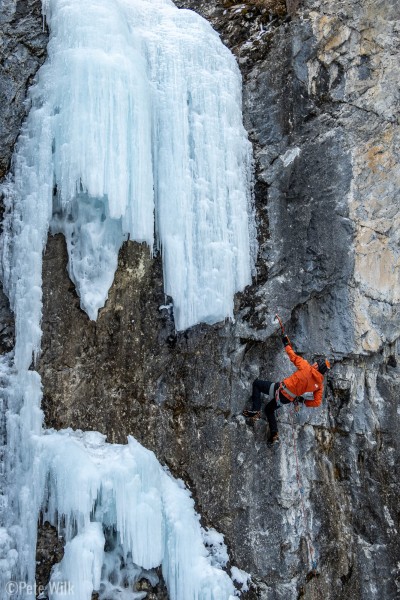 We came out a day early because of weather and a full schedule on Saturday so we took the chance to do a little cragging at Grotto Canyon where Case, Carly and I climbed last year.  Nate doing the mixed route.