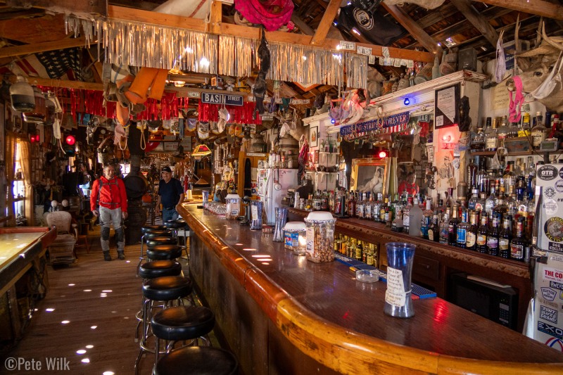 An enormous bar in Goldpoint, NV, population 11 according to the barkeep.  While this guy was trying pretty hard for us to spend some bucks, we still had some dirt to go before our day was done and we didn't partake.