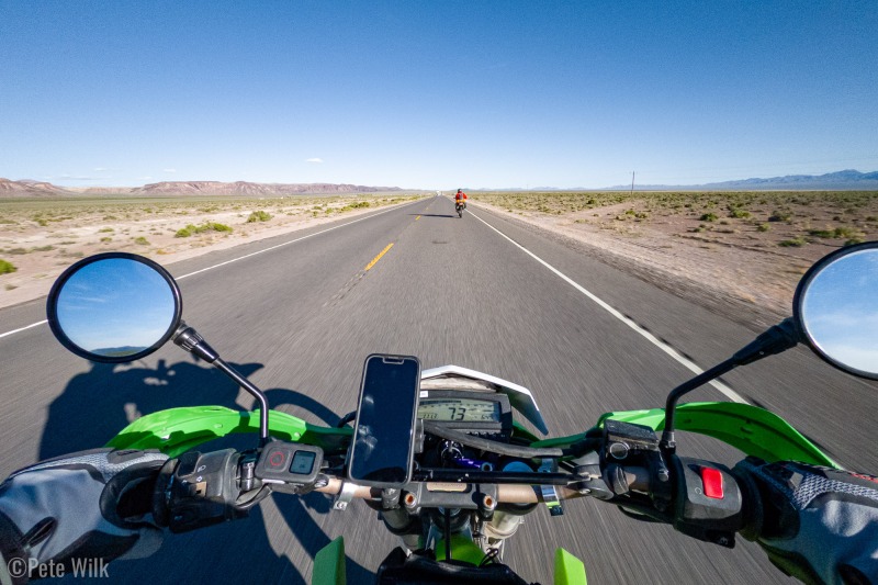 Ripping at top speed on the KLX250S—assuming there wasn't a slight hill or headwind.