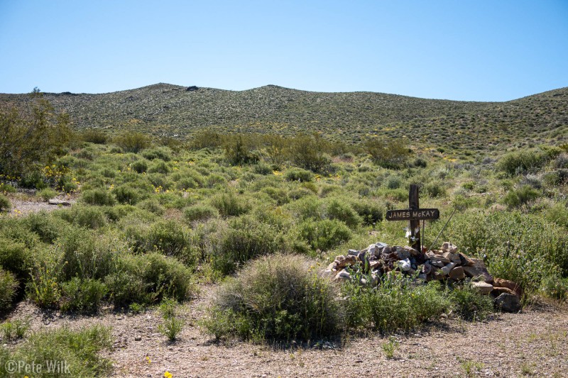 At some of the old miner's cabin's the prospector is burried.  In this case someone put up a monument and keeps it up to some degree.