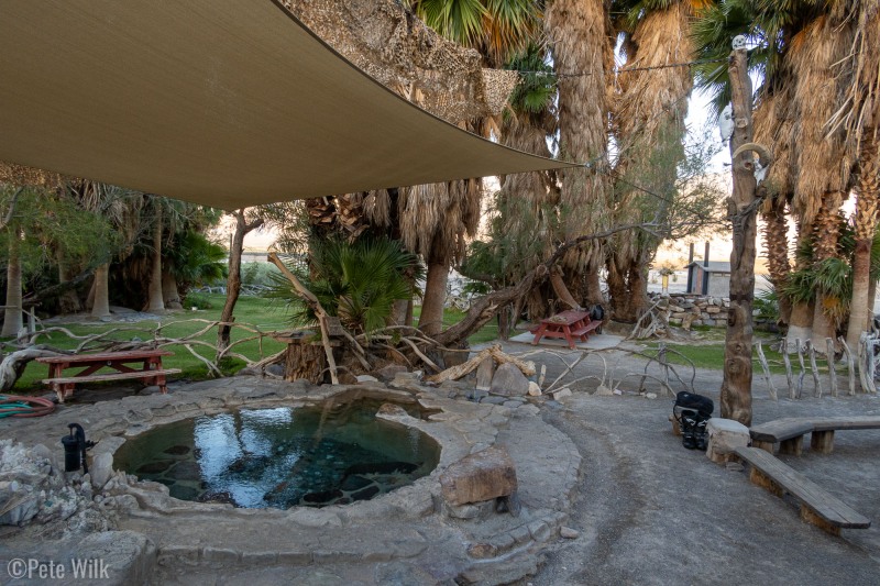 Warm Springs Campground is a hotspring oasis in the desert.  Hippies improved the springs and planted palm trees and grass.  It is not something you'd expect to find in a national park.