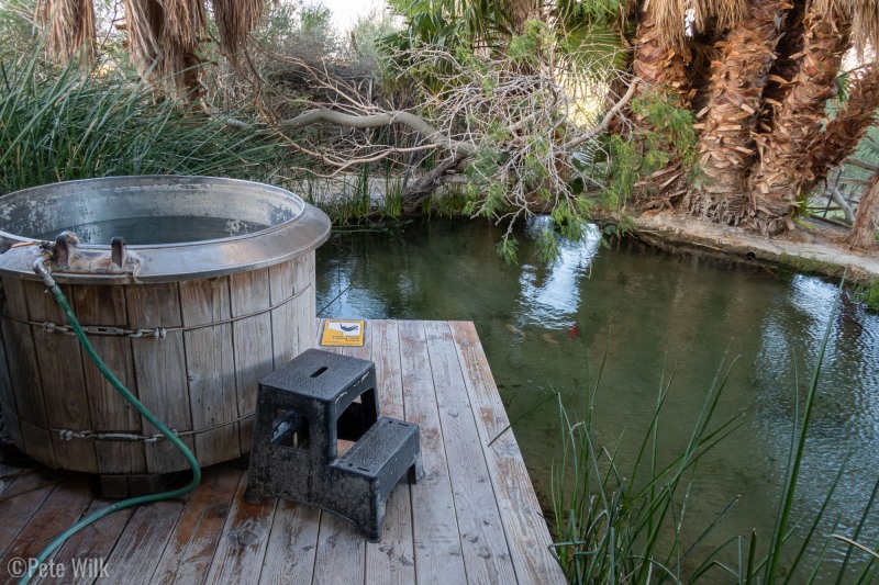 One of the many places to soak at Warm Springs.  Yes there are koi in the pond.