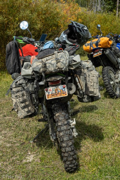 View of the mud and dirt on the KLX.  Despite good conditions I managed to find some mud holes.