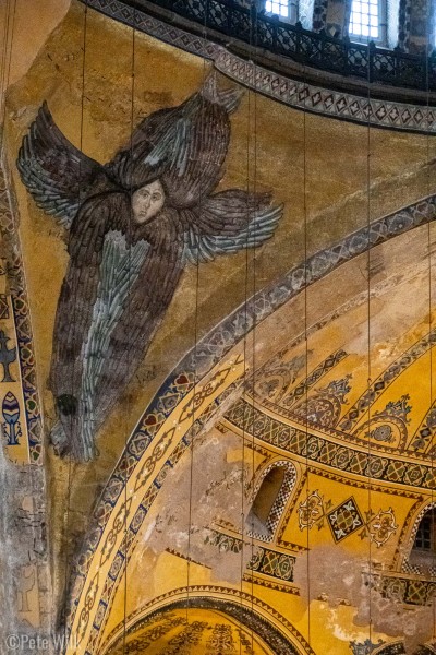 One of the "heavenly beings" inside the Hagia Sophia.  This is the only one with the medallion over the face removed.