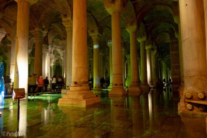 Under the streets of Istanbul is the Basilica Cistern, an ancient water holding structure.  Istanbul despite its age and trading history, it actually is a poor place of a large settlement since it doesn't have a lot of fresh water available.