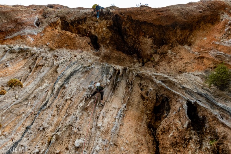 Carly taking a rest on the namesake tufa of Saxaphon (6.