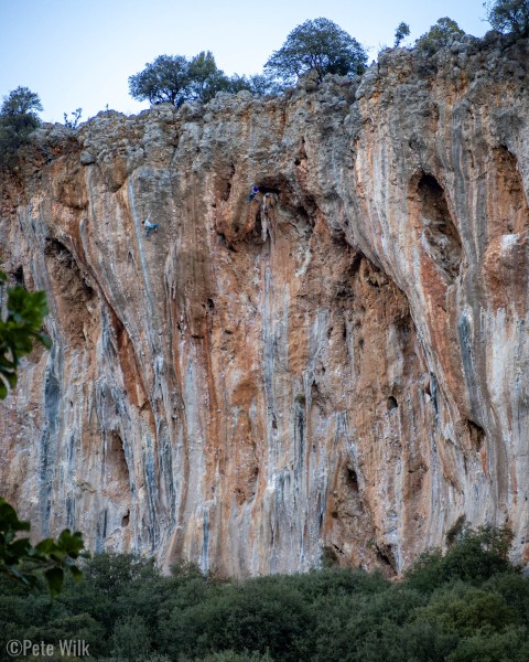 View of one of the best zones at Sarkit.  You can see a few climbers.  While nearly every crag had climbers we never found it too busy.